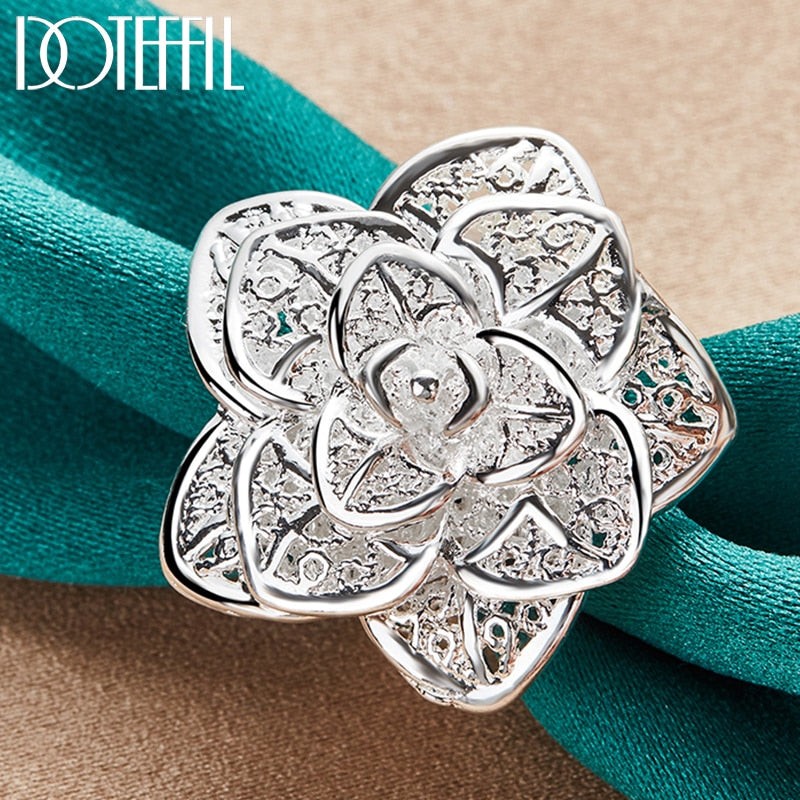 DOTEFFL 925 Sterlng Slver Rose Flower Bracelet Chan Women Fashon