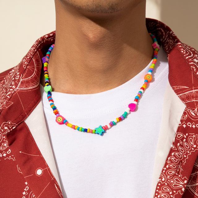 Beads Men Necklace Korean Style Necklace Sweater Chain Women