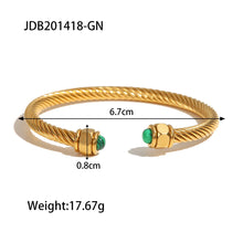 Uworld New Trendy18k Gold Plated Stainless Steel Jewelry Party Gift Nature Stone Twist Pave Opening Bangles Party Gift