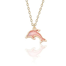 Cute Girls Korea Style Tiny Enamel Dolphin Pendant Necklace Women Gold Color Chain Choker Necklace Female Jewelry Party Gift