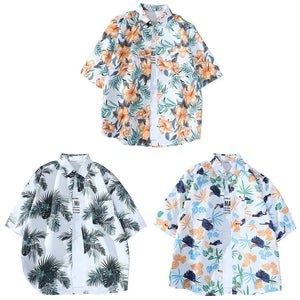 Shirts for Men Short Sleeve Breathable Stylish Summer Hawaiian Shirts Vintage Printed Turn Down Collar Buttons Casual Shirt Top