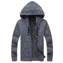 Winter Men Sweatercoat Hooded knit Cardigan Coat Men's Fleece Knitted Sweater Jackets Casual Solid Cardigan Sweater Man Clothes