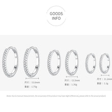 Ailmay 100% 925 Sterling Silver Clear Zircon Simple Fashion Hoop Earrings For Women Girls Anti-allergy Fine Jewelry Gifts