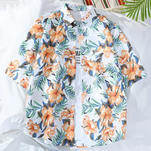 Shirts for Men Short Sleeve Breathable Stylish Summer Hawaiian Shirts Vintage Printed Turn Down Collar Buttons Casual Shirt Top