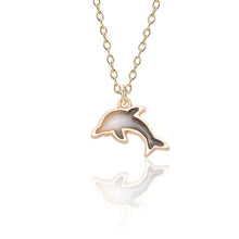 Cute Girls Korea Style Tiny Enamel Dolphin Pendant Necklace Women Gold Color Chain Choker Necklace Female Jewelry Party Gift