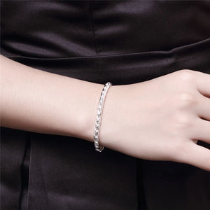 DOTEFFIL 925 Sterling Silver 24K Gold Bracelets 4mm Snake Chain Screw Fits European Charm 20cm DIY Fashion Jewelry Women Gift