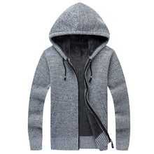 Winter Men Sweatercoat Hooded knit Cardigan Coat Men's Fleece Knitted Sweater Jackets Casual Solid Cardigan Sweater Man Clothes