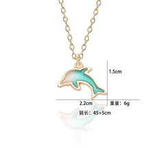 Cute Girls Korea Style Tiny Enamel Dolphin Pendant Necklace Women Gold Color Chain Choker Necklace Female Jewelry Party Gift