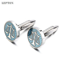 Hot Sale Libra Scales Cufflinks Lepton Stainless Steel Round balance Cuff links for Mens Shirt Studs Gift Lawyer Relojes gemelos