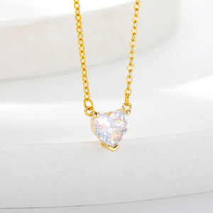 Heart Necklace for Women Stainless Steel Gold Color CZ Pendant Necklace Korean Fashion Cute Crystal Couple Jewerly collier femme