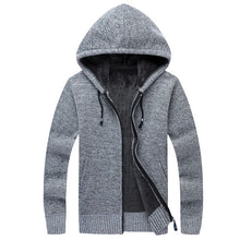 Winter Men Sweatercoat Hooded knit Cardigan Coat Men's Fleece Knitted Sweater Jackets Casual Solid Cardigan Sweater Man Clothes