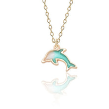 Cute Girls Korea Style Tiny Enamel Dolphin Pendant Necklace Women Gold Color Chain Choker Necklace Female Jewelry Party Gift