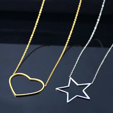 SHE WEIER Stainless Steel Chain Choker Neckless For Women Heart Star Round Pendant Necklace Korean Necklace Women Jewelry