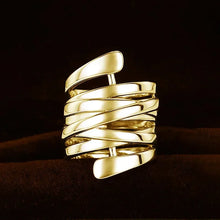 2025 New Korean Style Creative Copper Ring Women's Exaggerated Fashion Smooth Multi Layer Wrapped  Geometric Lines