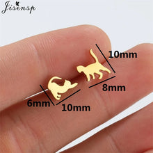 Small Stainless Steel Cat Earrings 2022 Minimalist Cute Kitten Animal Stud Earings Korea Style Girls Ear Jewelry Accessories