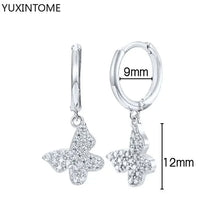 925 Sterling Silver Ear Needle Fashion Hoop Earrings White Crystal Luxury Women's Silver Earrings Wedding Women's Jewelry Gift