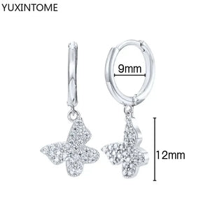 925 Sterling Silver Ear Needle Fashion Hoop Earrings White Crystal Luxury Women's Silver Earrings Wedding Women's Jewelry Gift