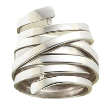 2025 New Korean Style Creative Copper Ring Women's Exaggerated Fashion Smooth Multi Layer Wrapped  Geometric Lines