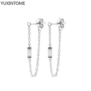 925 Sterling Silver Ear Needle Fashion Hoop Earrings White Crystal Luxury Women's Silver Earrings Wedding Women's Jewelry Gift