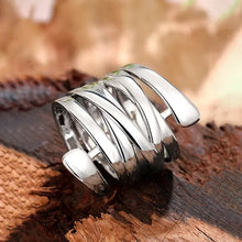 2025 New Korean Style Creative Copper Ring Women's Exaggerated Fashion Smooth Multi Layer Wrapped  Geometric Lines