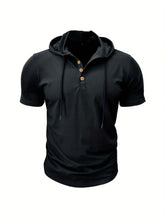 Men's T Shirt Summer Slim Fitness Hooded Short-Sleeved Tees Male Lightweight Hoodie Fitness Breathable Sports Tops