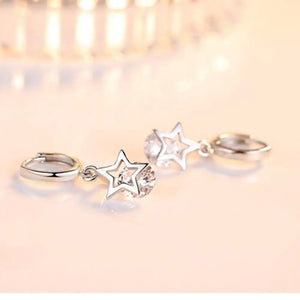 925 Sterling Silver Crystal Star Charm Stud Earrings For Women 2020 Grils Kids Wedding Gift Female pendientes mujer moda