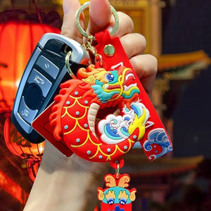 1PC Red Key Chain New Year Keychain Cute Dragon Keychains Hanging Accessories Decors Chinese Dragon Year Key Chain Luck Gifts