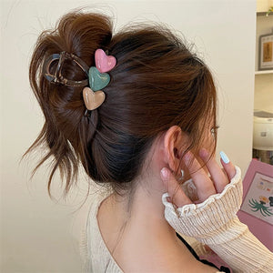 New Korean 2024 Trendy Design Sweet Jelly Color Heart Hairpin Hair Claws Y2k Girls High Ponytail Hair Clip Women Headwear