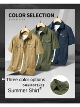 Summer Short Sleeve Shirt Men 100 Cotton Refreshing Breathable Sweat Absorbing Shirt Climbing Work Clothes Pocket Fishing Shirt