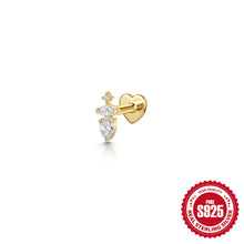 Aide 925 Sterling Silver Heart Flat Push-Back Zircon Pendiente Piercing Stud Earrings For Women K Gold Simple Elegant Jewelry