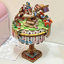 Alice Tea Party Music Box DIY Wooden 3D Puzzle Model Building Kits with Rotating Table Princess Gift for Girls Birthday