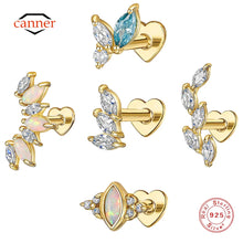 CANNER 1PC Horse Eye Heart-shaped Flat Head Cartilage Piercing Stud Earring Women 925 Sterling Silver Geometric Zircon Earring