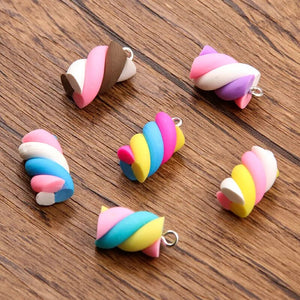 10Pcs 10X20MM 6 Color Colored Cotton Candy Earring Charms Diy Findings Kawaii 3D Keychain Bracelets Pendant For Jewelry Making