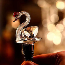 Zinc Alloy Swan Heart Shaped Transparent Crystal Wine Glass Bottle Wedding Gifts Wine Stoppers Set