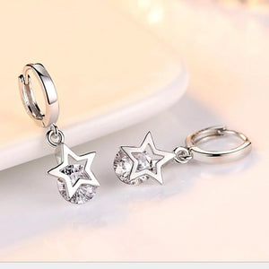 925 Sterling Silver Crystal Star Charm Stud Earrings For Women 2020 Grils Kids Wedding Gift Female pendientes mujer moda