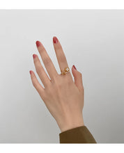 2025 Classic Design Double Layer Flower Shape Gold Color Open Ring Luxury Accessories for Korean Fashion Jewelry Girls' Fingers