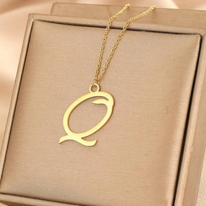 Stainless Steel A-Z 26 Initial Letters Pendant Necklace For Women Jewelry Dainty Korean Necklace Party Gift