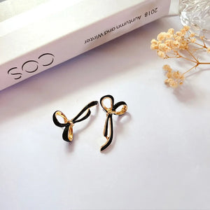 Japan Korea Multicolour Enamel Big Bow Bowknot Ear Stud Glossy Simple Dangling Tie Knot Shape Drop Earrings Wedding Jewelry 2024
