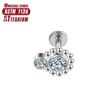 F136 Titanium Piercings Lip Beads CZ Tragus Women Septum Cartilage Spiral Earrings Studs Helix Charming Body Jewelry Wholesale