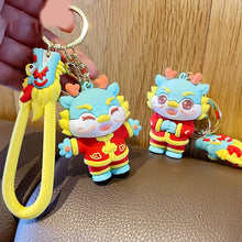 New Cute Dragon Keychain Keyring Chinese New Year Good Luck Charm Pendant With Tassel For Bag Purse Car Key Chain Party Decor