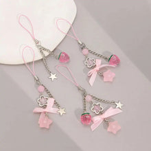 Ingemark 2025 New Korean Fashion Sweet Strawberry Bowknot Keychains Star Pendant Keyrings Ins Aesthetic Holder Bag Accessories