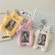 Cute Cartoon Plush Photocard Holder Korean Id Card Holder Keychain kawaii Desk Accessories Kpop Stationery Idol Picture Storage