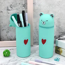 Pencil Case Cartoon Bear Big Capacity Silicone Case Portable Toiletries Exam Pen Pencil Pouch Case Travel Luggage Make Up