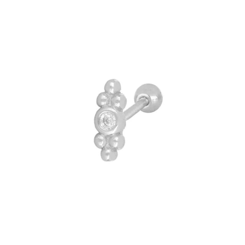 CANNER 1PC Real 925 Silver Stud Earring Small Zircon Earrings For Women Ear Bone Nail Lip Piercing Body Wedding Gifts Jewelry