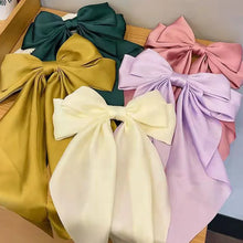 Solid Color Satin Ribbon Big Bows Hairpin Spring Clips Hair Accessories for Women Girls Trendy Korean Summer Headwear 2024