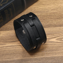 Leather Bracelet For Men New Punk Style Leather Bracelets, Exaggerated Button Rivet Accessories Simple Bracelet
