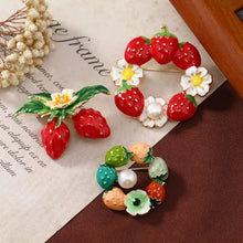 Morkopela Fruit Brooch Pin Strawberry Brooches For Women Girl Enamel Pins Fashion Jewelry Accessories Party Banquet