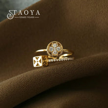 2025 Classic Design Double Layer Flower Shape Gold Color Open Ring Luxury Accessories for Korean Fashion Jewelry Girls' Fingers