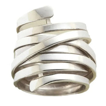 2025 New Korean Style Creative Copper Ring Women's Exaggerated Fashion Smooth Multi Layer Wrapped  Geometric Lines