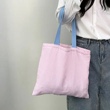 Stripe Contrast Color Women's Canvas Shoulder Bag Large Capacity CollegeBook Tote Zipper Handbags Simple Commuter Shopping Bag